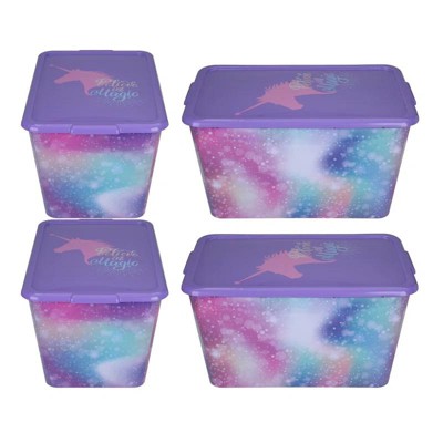 DOMETOUR 14.5-gal. Reusable Basement Plastic Storage Containers (Pack of 4)