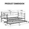 homfan Modern Twin Daybed with Trundle and Backrest, Metal Sofa Bed Frame with Steel Slat Support and Art Sweet Heart Design - 2 of 4