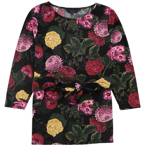 Rachel Roy Womens Floral Tie Waist Top Pullover Blouse - 1 of 1