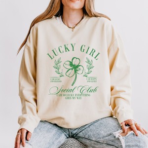 Lucky Girl Social Club Clover - Women's Lightweight Garment Dyed Sweatshirt - 1 of 4
