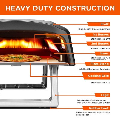 Commercial Chef 12" Portable Propane Gas Outdoor Pizza Oven