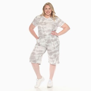 Plus Size Soft Capri Pajama Lounge Set - White Mark - 1 of 4