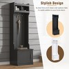 HDZNVF Minimalist Slim Hall Tree with Cabinet and 6 Hanging Hooks, Black - 4 of 4