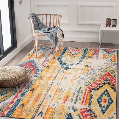 Bohemian Geometric Easy-Care Multicolor 5' x 7' Area Rug