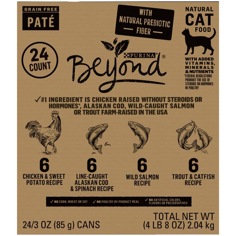 Purina Beyond Grain Free Pate with Chicken, Salmon and Fish Flavor Wet Cat Food Variety Pack - 3oz/24ct, 6 of 9