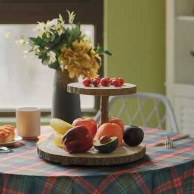 Rustic Two-Tier Natural Wood Tree Bark Server Tray