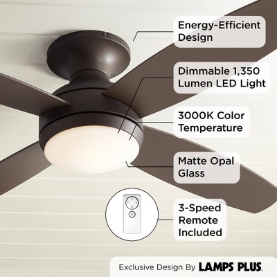52" Oil-Rubbed Bronze Low Profile Ceiling Fan with LED Light