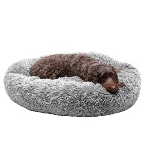 FurHaven Calming Cuddler Long Fur Donut Dog Bed - 1 of 4