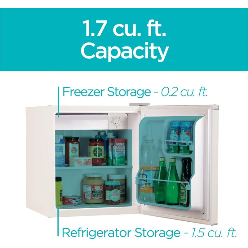 BLACK+DECKER Compact Refrigerator 1.7 Cu. Ft. with Door Storage, White, 5 of 9