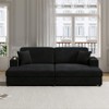 TiramisuBest 86.5" Corduroy Loveseat Sleeper Sofa Bed with Chaise Lounge, 2 USB Ports, 2 Cup Holders & Pillows,Black - 2 of 4