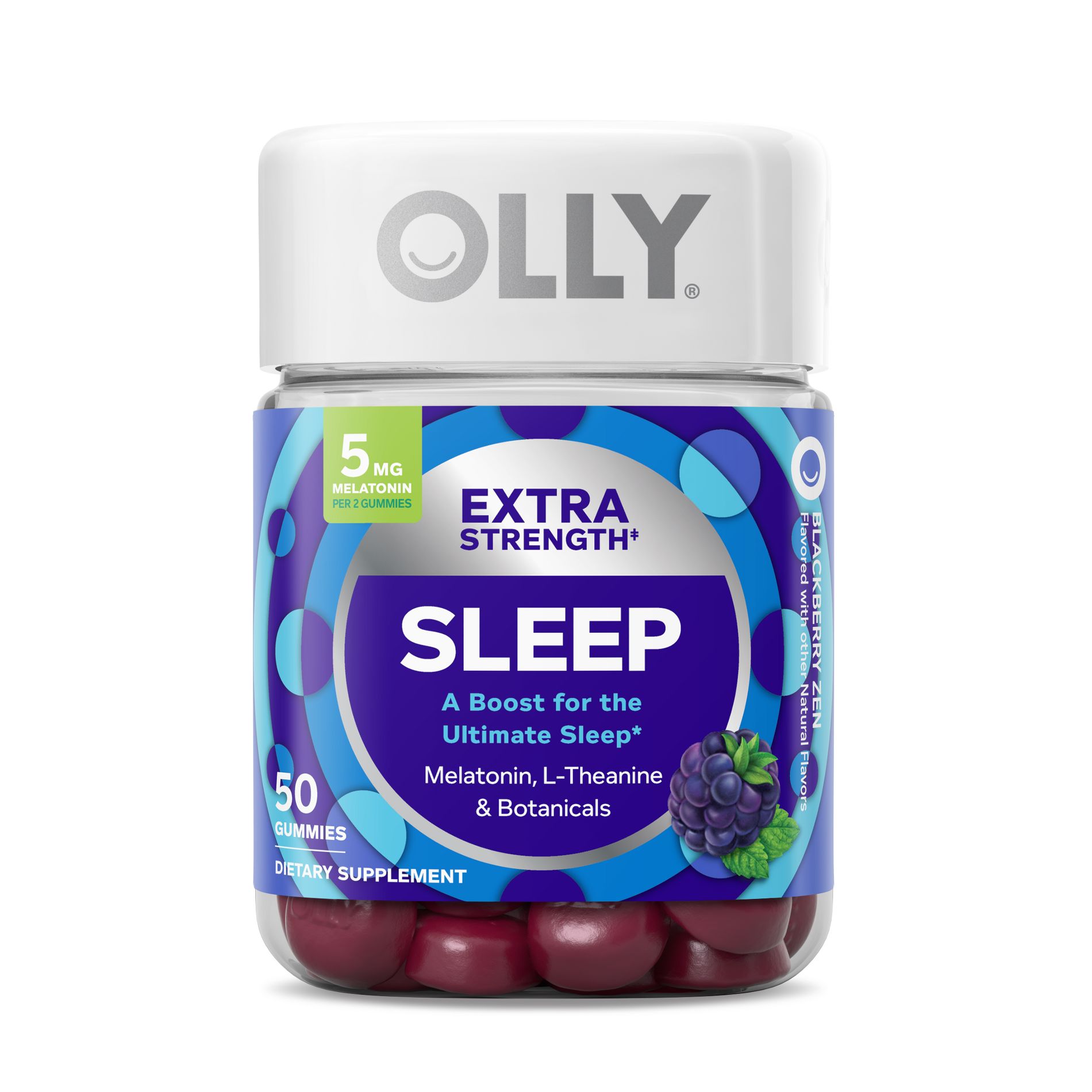 OLLY Extra Strength Sleep Gummies with 5mg Melatonin - Blackberry Zen - 50ct