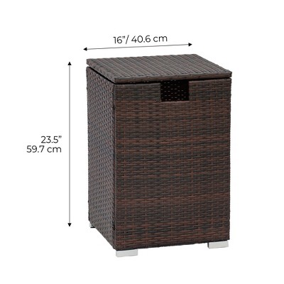 Dark Brown Wicker Propane Tank Cover Table