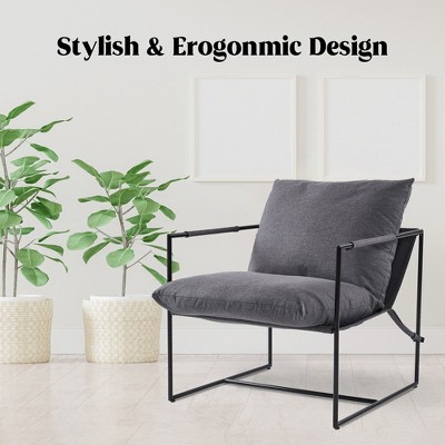 Ferpit Upholstered Sling Accent Chair With Metal Frame Modern Style ...