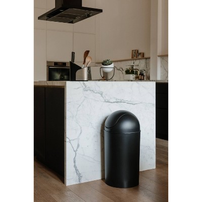 Black 10 Gallon Plastic Swing Top Kitchen Trash Can