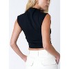Women's High Neck Cap Sleeve Top - OLIVACEOUS - 2 of 3