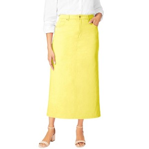 Jessica London Classic Cotton Denim Midi Skirt - 1 of 4