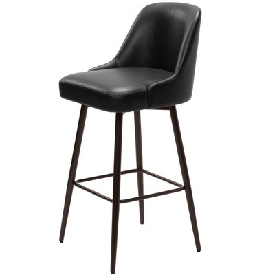 HomeRoots 30" Black And Bronze Faux Leather And Steel Bar Height Swivel Bar Chair