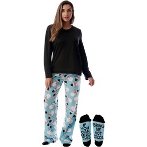 Just Love Ultra-Soft Womens Pajama Pant Set with Matching Socks with Sayings / Christmas Pajamas - 1 of 1