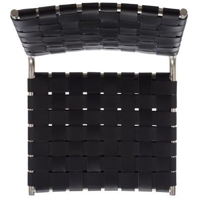 Wesson Black and Silver Woven Leather Dining Chair Set