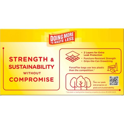 Glad ForceFlex Drawstring Fragrance Free Trash Bags - 13gal/50ct: Gray, Tall Kitchen, Extra Strong