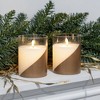 Lumabase 2ct Battery Operated LED Glass Candles with Moving Flame Gold Accent - 3 of 4
