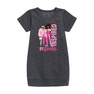 - Barbie - Inspired By Barbie Graphic Short Sleeve Fleece Dress - 1 of 3