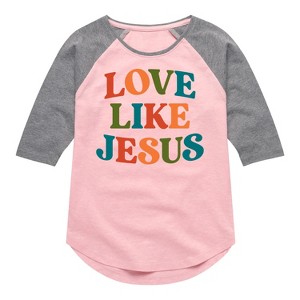 Girls' - Instant Message - Love Like Jesus Shirt Tail Raglan Graphic T-shirt - 1 of 4