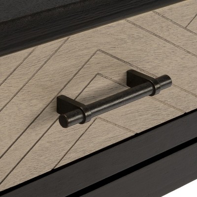 Ajana Black and Greige Wood Metal Accent Table with Storage