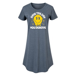 Women's - Instant Message - Have The Day You Deserve Graphic T-shirt Dress - 1 of 4