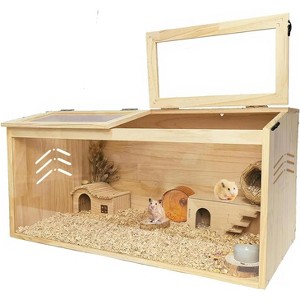 Coucheta Wooden Hamster Cages - Indoor Habitats with Acrylic Viewing Windows & Openable Tops for Gerbils, Mice & Syrian Hamsters in Multiple Sizes - 1 of 4