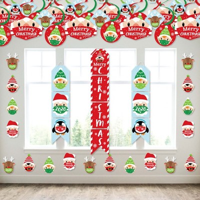  Big Dot of Happiness Merry Christmask - Wall and Door Hanging Decor - 2020 Quarantine Christmas Party Room Decoration Kit 