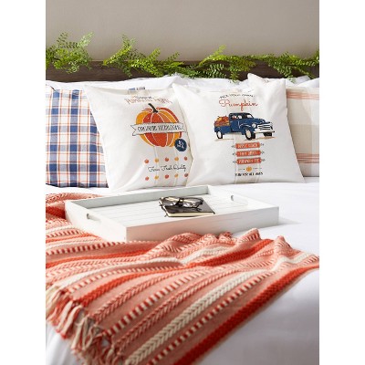 Autumn Plaid and Print Cotton Square Pillow Covers, 18x18, 4-Pack