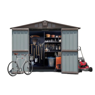 Maggift Deck Boxes Durable, Horizontal Compact Storage Shed for Garden, Backyard, Patio, Closet Deck Box, Brown, 98.74"*75.43"*74.49"
