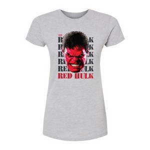 Women's - Marvel - Big Red Hulk Face Fitted Graphic T-Shirt - 1 of 2