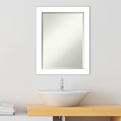 White Rectangular Framed Bathroom Vanity Mirror
