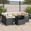 vidaXL Patio Sofa Set with Cushions Lounge Set Outdoor 7 Piece Poly Rattan - Black and Cream with Storage - 2 of 4