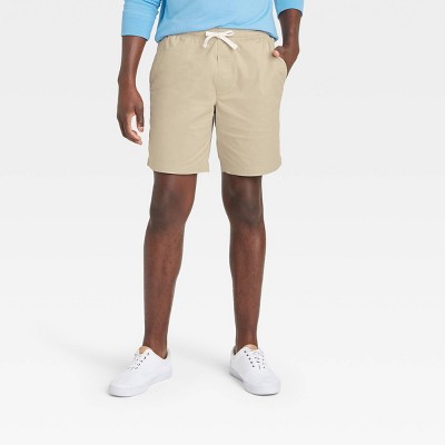 men's Merona shorts size large sand four pockets elastic waist drawstring cott 