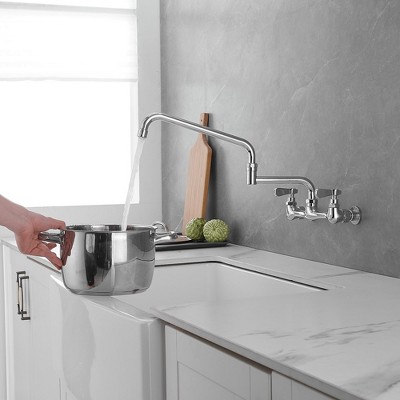Polished Chrome 18" Wall-Mount Commercial Kitchen Faucet
