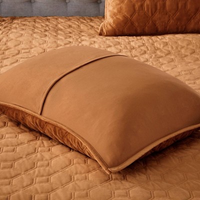 King Rust Velvet Reversible Quilt Set with Shams
