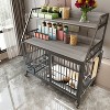 Large Pet Cage with Storage Rack, Double-Layer Dog Crate with Drawers & Stainless Steel Bowls, Black + Smoke Gray - Nertpow - 4 of 4