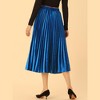 Allegra K Women's Vintage High Elastic Waist Velvet Pleated Flowy Swing Midi Skirt - 4 of 4