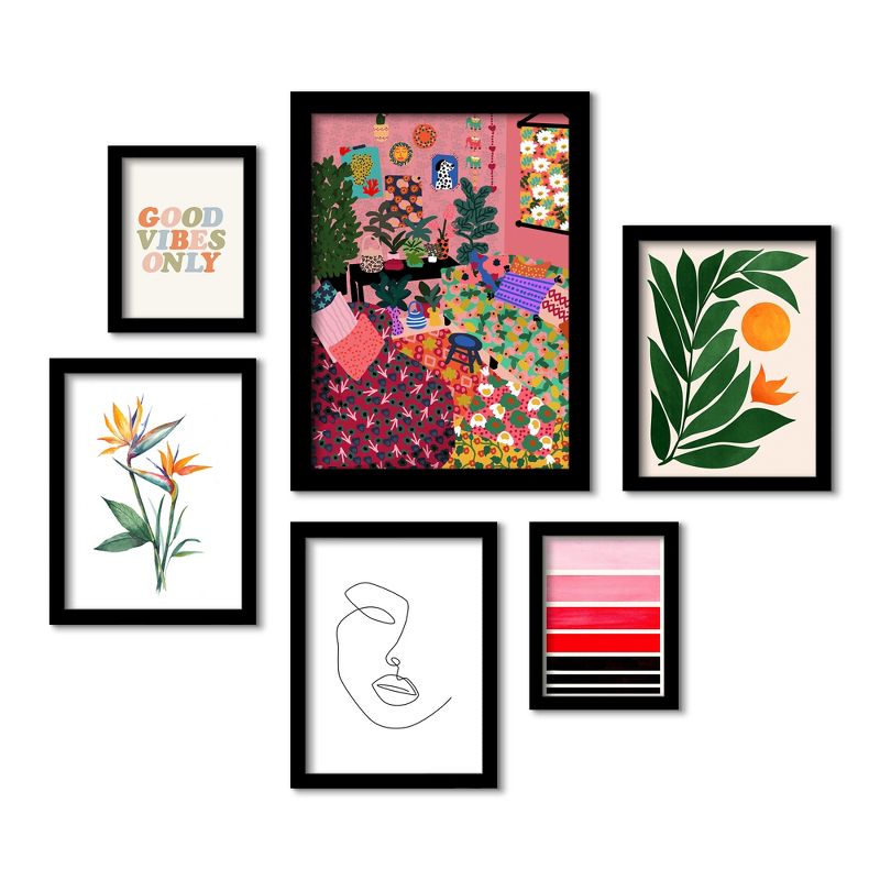 (Set of 6) Framed Prints Gallery Wall Art Set Welcome To My Living Room by Studio GrandPere Black Frame  - Americanflat, 3 of 7