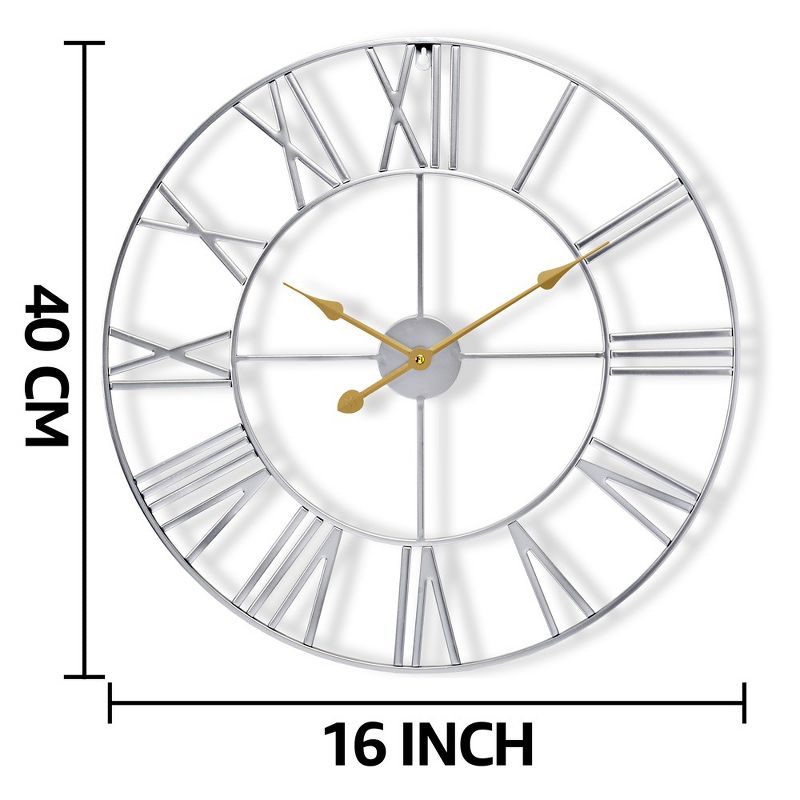 Sorbus Large Wall Clock for Living Room Decor - Roman Numeral Wall Clock for Kitchen - 16 inch Wall Clock Decorative (Silver), 3 of 7