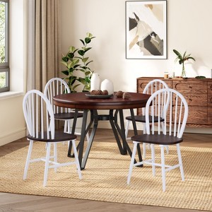 5 Piece Dining Table Set for 4, Round Dining Set Kitchen Table Set with 4 Chairs - ModernLuxe - 1 of 4