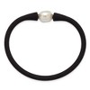 Chisel Stainless Steel 9-10mm White Baroque Freshwater Cultured Pearl on Black Silicone 6.75" Bracelet - 2 of 4
