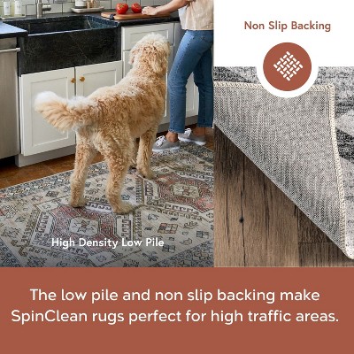 Gray Trellis Machine Washable Stain-Resistant Runner Rug