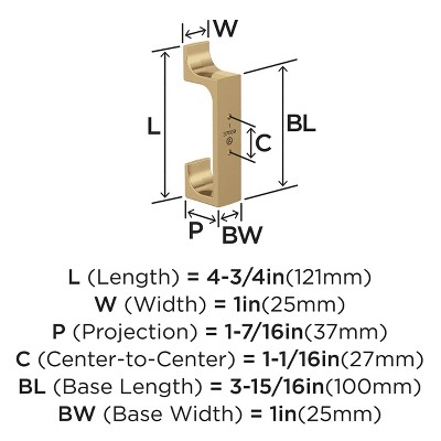 Champagne Bronze Double Prong Decorative Wall Hook