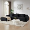 113'' Modern L-Shaped Sectional Sofas with Corduroy Upholstery, Deep Seats, Movable Ottoman, and No Assembly - 3 of 4