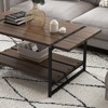 2-Tier Industrial Coffee Table with Storage Shelf Farmhouse Wood and Metal Rectangle Center Coffee Table - 4 of 4