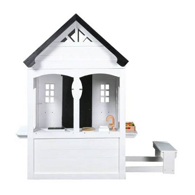 Zahara White and Black Wooden Playhouse with Kitchen